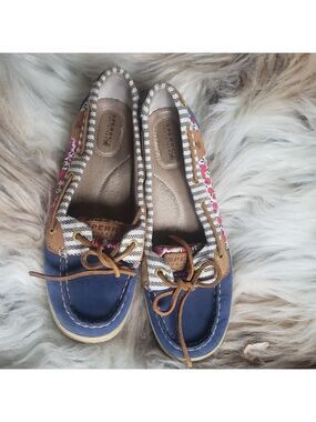 Sperry Periwinkle Cherry Print Shoes